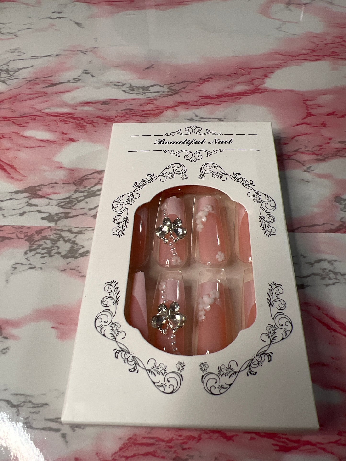 FADED PINK AND WHITE  FRENCHIE 3D BUTTERFLY CHARM