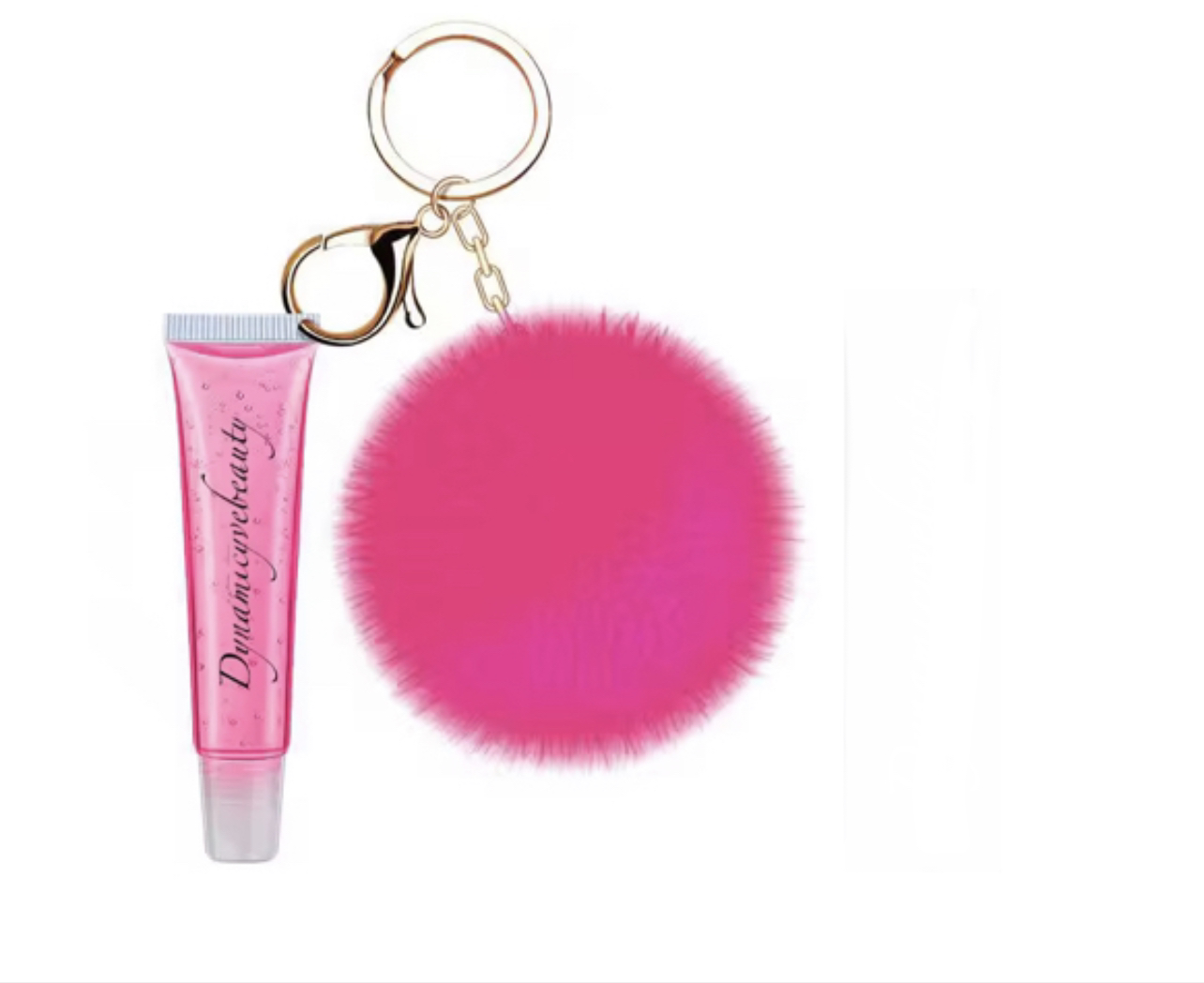 Lip Gloss with faux fur pompom